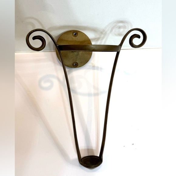 Brass Wall-Mount Vase/Candle Holder or Sconce? Missing Insert - Picture 1 of 5
